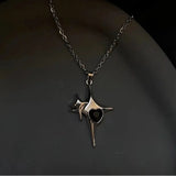 Korean Trend Metal Cross Star Pendant Necklace Exquisite Peach Love Heart Rhinestone Charms Necklace for Women Lady Gift Jewelry