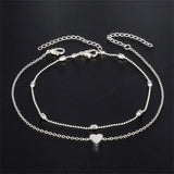 Women Summer Round Bead Chain Love Anklet Simplicity Temperament Double-deck Holidays  Ankle Bracelet