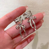 New Ribbon Aesthetics Ear Clips Earrings Ballet Bow-knot Ear Cuff Women Girls Korean Fashion Kpop Earring Jewelry Gifts