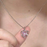 New Pink Heart Necklaces Coquette Crystals Star Luxury Aesthetic Pendant Kpop Vintage Chain Korean Jewelry Y2k Accessories