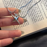 Star Cross Stainless Steel Pendant Necklace Men's Punk Hip Hop Unisex Necklace Y2K Fashion Jewelry Gift