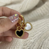 Ramos Stainless Steel Retro Double-sided Heart Earrings New fashion Peach Heart Earring buckle Trend Jewelry Gift Party