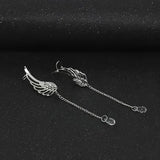 Women Angel Wings Feather Earrings Ear Stud Trendy Crystal Tassel Jewelry