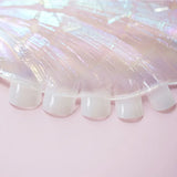 24Pcs Full Cover Transparent White French Press On Nails with Glue Sticker Artificial False