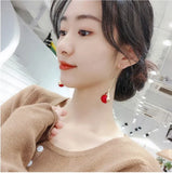 Valentine's Day Women Pearl Tassel Earrings Matte Temperament Long Trendy Dangler for Girl