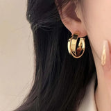 Fashion Metal Geometric Circular Hoop Earrings For Women Punk Silver Color Twist C Shape Drop Earrings Jewelry Brincos Gift