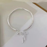 Silver Color Bow Bracelet for Women Cute Romantic Round Ball Jewelry Birthday Gift Dropshipping Wholesale