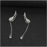 Women Angel Wings Feather Earrings Ear Stud Trendy Crystal Tassel Jewelry