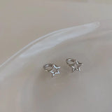 Y2k Cute Star Pentagram Stud Earrings Sweet Cool Shiny Rhinestone Lucky Star Earrings for Women Korean Jewelry Accessories