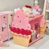 Double Layer Shelf Ice Cream Pink Girl Heart Storage Box Desktop Practical Plastic Nordic Rack Cute Student Bedroom Dormitory