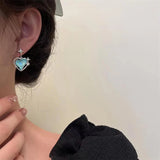 New Korean Fashion Retro Sweet Cute Heart Love Star Blue Peach Pendant Earrings Women Charm Y2K Goth Party Jewelry Gifts