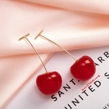 New Cute Simulation Red Cherry Earrings for Women Girl Sweet Resin Hot Sale Earring Student Fruit Fashion Jewelry Gift