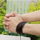 Leisure Fashion Men's Hand-woven Multilayer Leather Bracelet Handmade Lace Up Wrist Strap