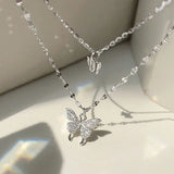 Shiny Butterfly Necklace Ladies Exquisite Double Layer Clavicle Chain Necklace Jewelry for Ladies Gift