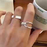 925 Sterling Silver Ring for Women Girl Jewelry Geometry Hollowed Out Design Overlapping Simple  Gift Dropshipping