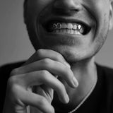 Hip Hop Hollow Double Teeth Grillz Punk 14K Gold Plated Tooth Caps Decor Braces Dental Grills For Women Men Jewelry