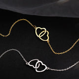 Double Heart Pendant Necklace for Women Couple Choker Gold Silver Color Chain Wedding Party Friends Jewelry Gift