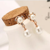 Elegant Pearl Water Drop Stud Earrings Trendy Women Crystal Freshing Temperament Eardrop