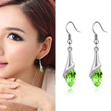 Women Fashion Chic Shiny Water Drop Ear Dangler Trendy Gemstone Crystal Tassel Elegant Bridesmaid Earrings