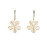 New Luxury White Zircon Flower Drop Earrings for Women Fashion Exquisite Sweet Temperament Girls Jewelry Gift Wholesale