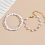 Kpop Style Sweet Beaded Bracelet For Women Elegant Simple Imitation-pearl Chain Wristband Accessories Party Wedding Gift Jewelry