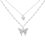 Shiny Butterfly Necklace Ladies Exquisite Double Layer Clavicle Chain Necklace Jewelry for Ladies Gift