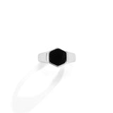 New Simple Fashion Retro Hexagonal Black Glossy Rings Design Sense Men Opening Adjustable Metal Ring Anniversary Gift Jewelry