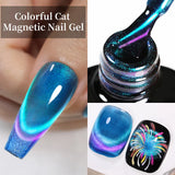 7ML Ocean Blue Cat Magnetic Gel Nail Polish Sparkling Glimmer Gel Polish Semi Permanent UV Magnet Gel Varnish Nail Art