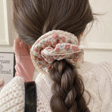 Floral Lace Retro Flower Scrunchie Women Girls Elastic Hair Rubber Bands Accessories Tie Hair Ring Rope Headdress Headwear