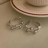 New Simple Metal Ball Double Hoop Earrings for Women Fashionable Individuality Daily Accessory Party Jewelry Birthday Gifts