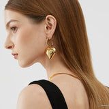 New Heart Huggie Hoop Earrings for Women Asymmetric Gold Color Big Earring Fashion Party Jewelry Girl Gift