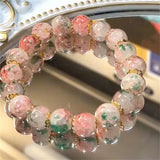 New Fashion Y2K Sweet Cherry Blossom Bracelet For Women Exquisite Elegant Flower Crystal Beaded Bracelet Girl Party Jewelry Gift