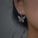 Vintage 90s Butterfly Alloy Silver Color Hoop Earrings For Women Girl Trendy Harajuku Cool Hip Hop Animal Earrings Jewelry