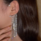 New Sparkling Zircon Bow Earrings Long Fringe Jewelry Women Fashion Wedding High Jewelry Party Gifts