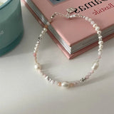 Minar Summer Colorful Crystal Irregular Pearl Beaded Bracelet for Women Silver Color Beads Coin Elastic Charm Bracelets