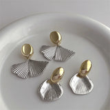 Geometric Metal Shell Gold/Silver Color Splice Pendant Earrings For Women Vintage Personality Earrings Party Jewelry