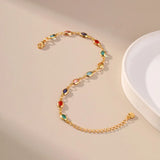 Exotic Colorful Acrylic Oval Beads Bracelet for Women 18K Gold Plated Chain Tourist Seaside Commemorative Bracelet Party Jewelry