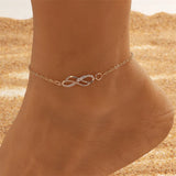 Simple Double Zircon Cross 8 Shape Word Female Anklet Barefoot Anklet Summer Vintage Foot Jewelry Accessories Enkelbandje