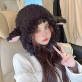 Lace Fluffy Hats New Lamb Cashmere Soft Costume Hats Lamb Ear Cosplay Hat