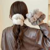 Fashion New Fluffy Warm Autumn Winter Fur Elastic Hair Bands Scrunchies Large Intestine Hair Rings Women Girls Plush Hair Ropes