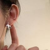 Trendy Pentagram Earrings Silver Color Needles Y2K Simple Design Star Ear Studs for Women Girls Fashion Jewelry Gifts