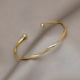 Golden Charm Bangles for Women Minimalism Fashion Twisted Couple Cuff Bracelet New Trendy Jewelry Girls Wedding Gift