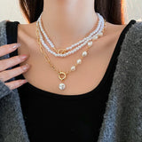 Pearl Necklace Three-piece Set Temperament Fashion Clavicle Chain For Women Beaded Necklaces Sweater Chain Jewelry