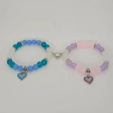 New Korean Pink Love Heart Beaded Bracelets for Women Sweet Temperament Design Bracelet Party Jewellery Gifts