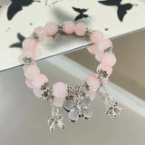 New Fashion Y2K Sweet Cherry Blossom Bracelet For Women Exquisite Elegant Flower Crystal Beaded Bracelet Girl Party Jewelry Gift