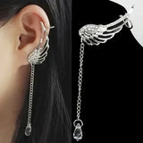 Women Angel Wings Feather Earrings Ear Stud Trendy Crystal Tassel Jewelry