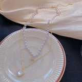 New Fashion Trend Light Luxury Elegant Delicate Pearl Double Layer Heart Necklace Ladies High Jewelry Party Gifts Wholesale