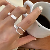 925 Sterling Silver Ring for Women Girl Jewelry Geometry Hollowed Out Design Overlapping Simple  Gift Dropshipping