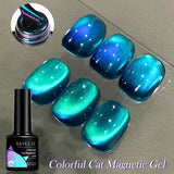 7ML Ocean Blue Cat Magnetic Gel Nail Polish Sparkling Glimmer Gel Polish Semi Permanent UV Magnet Gel Varnish Nail Art