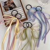 1Pcs Sweet Long Ribbon Bow Knot Hairband Scrunchies For Women Girls Hair Bow Elastic Headband Female Hair Accessories